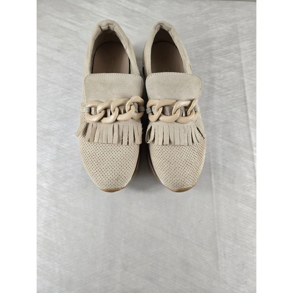 Coconuts‎ by Matisse Bess Tan Perforated Fringe Chain Platform Loafers Womens 6M